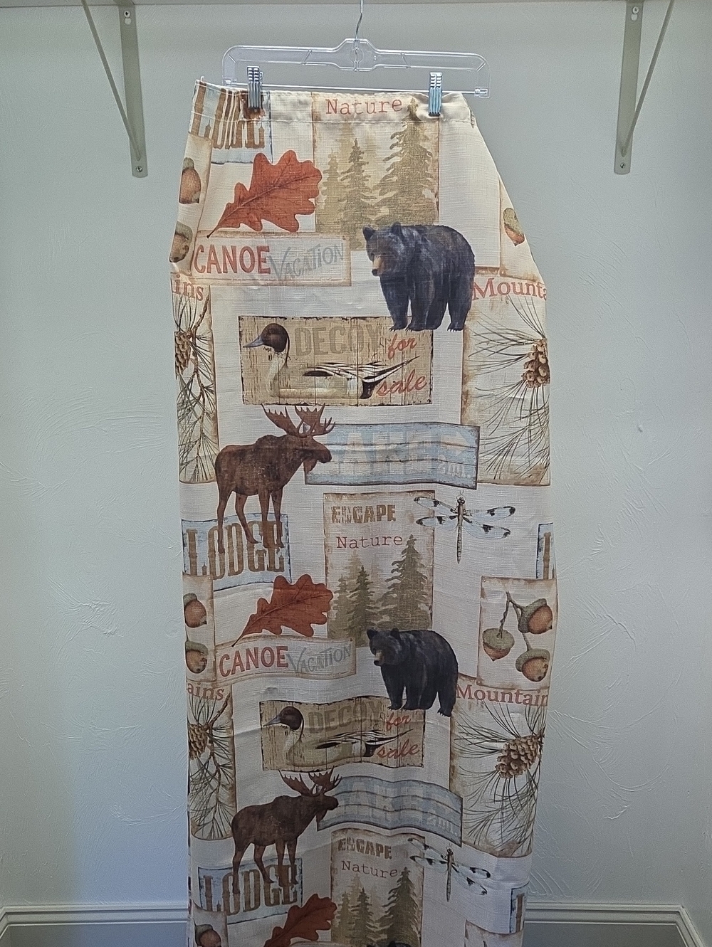 Rustic Lodge Bear & Moose Print  Shower Curtain - Cream Brown